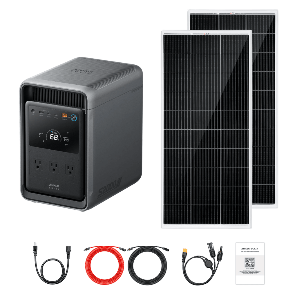 Anker SOLIX S2000 Portable Power Station with Solar Panel Bundle Options
