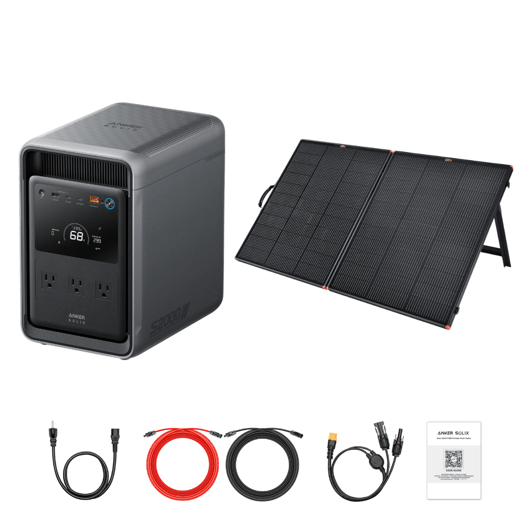 Anker SOLIX S2000 Portable Power Station with Solar Panel Bundle Options