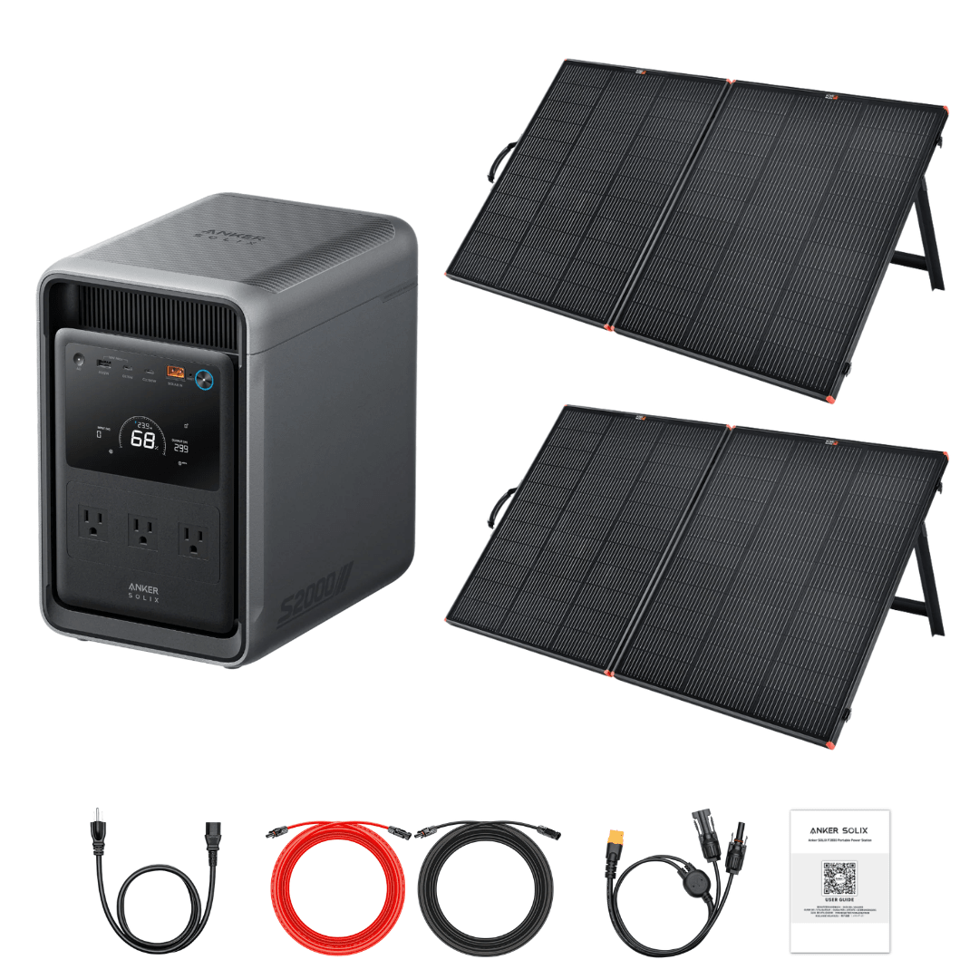 Anker SOLIX S2000 Portable Power Station with Solar Panel Bundle Options