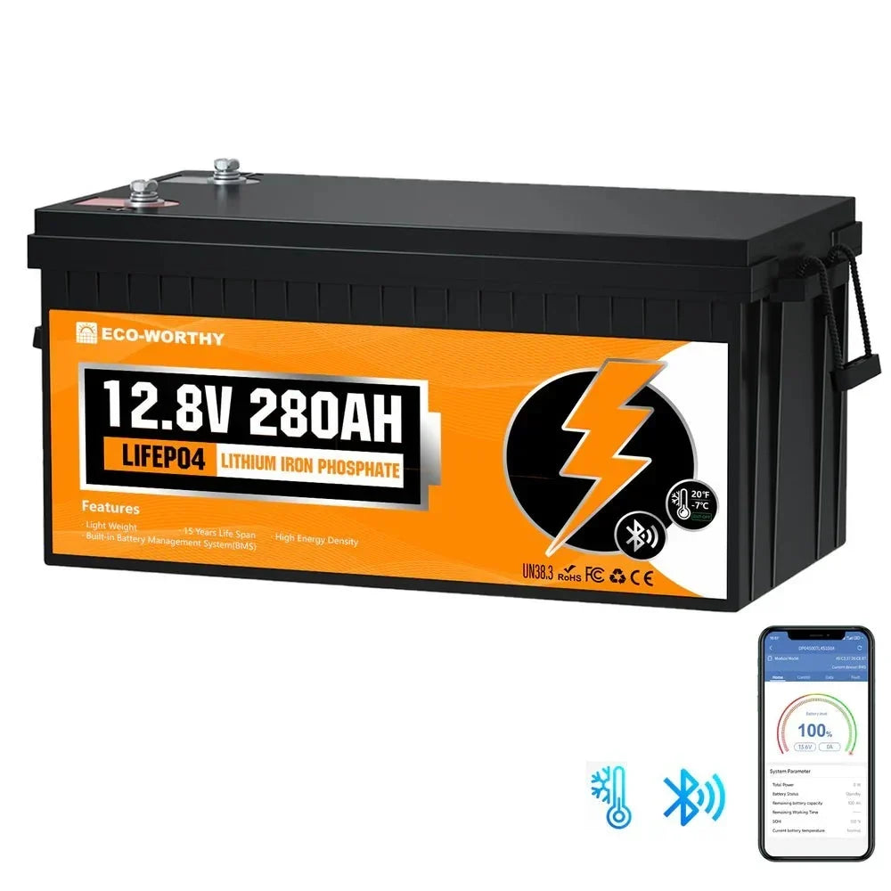 ECO-WORTHY 12V 280Ah LiFePO4 Battery with Bluetooth