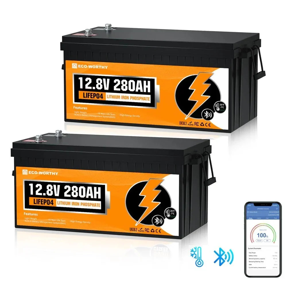 ECO-WORTHY 12V 280Ah LiFePO4 Battery with Bluetooth