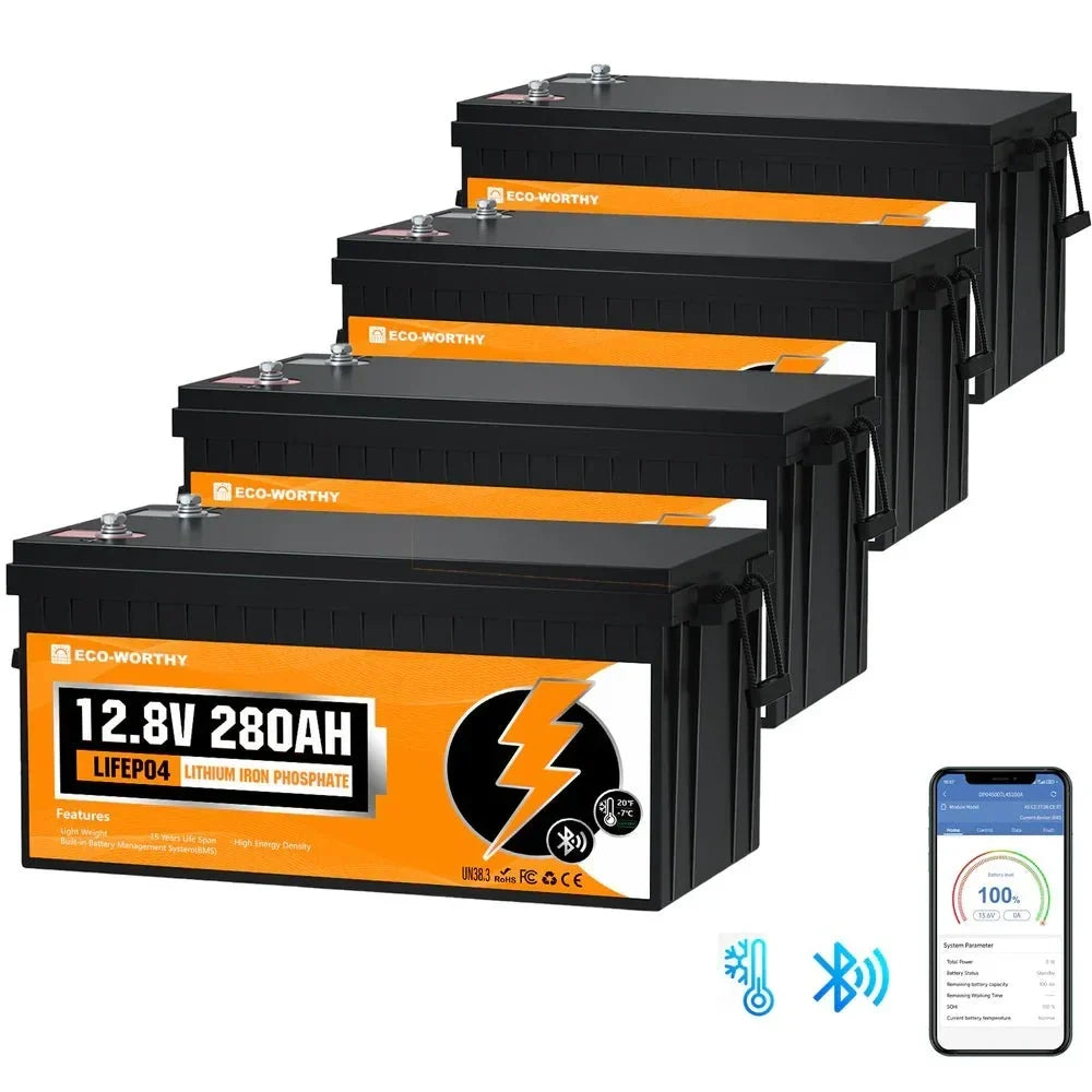 ECO-WORTHY 12V 280Ah LiFePO4 Battery with Bluetooth