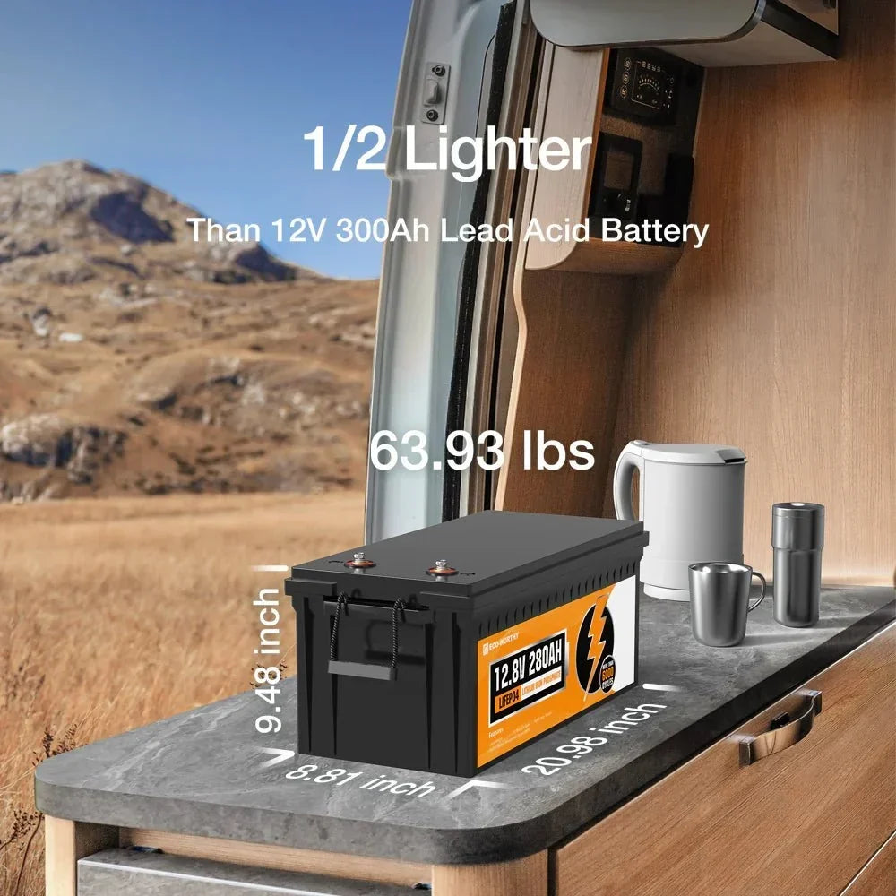 ECO-WORTHY 12V 280Ah LiFePO4 Battery with Bluetooth