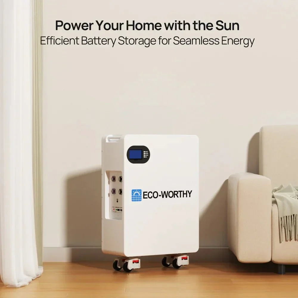 ECO-WORTHY 51.2V 280Ah LiFePO4 Floor-Standing Battery with 4 Nylon Wheels