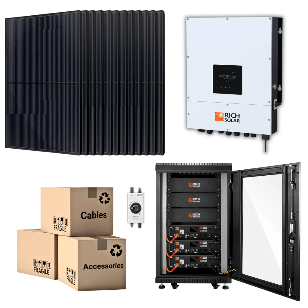 PRO 48V Solar Kit with 10.24-15.36kWh Battery Bank, 6kW Hybrid Inverter and 400W Solar Panels