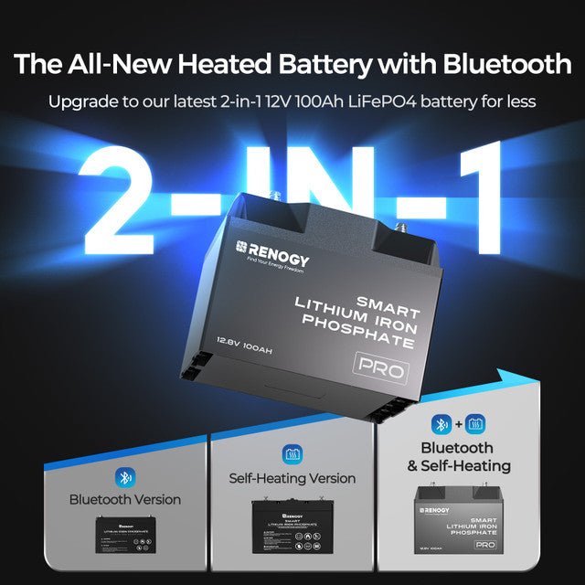 Renogy 12V 100Ah Pro Smart Self-Heating LiFePO4 Battery with Bluetooth