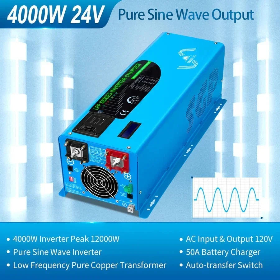 SunGoldPower 4000W DC 24V Pure Sine Wave Inverter with Charger