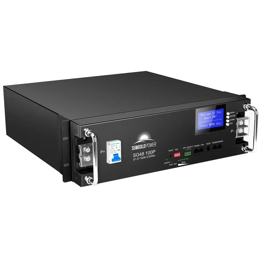 SunGoldPower 5000W 48V Solar Inverter with 48V 100Ah Server Rack Battery