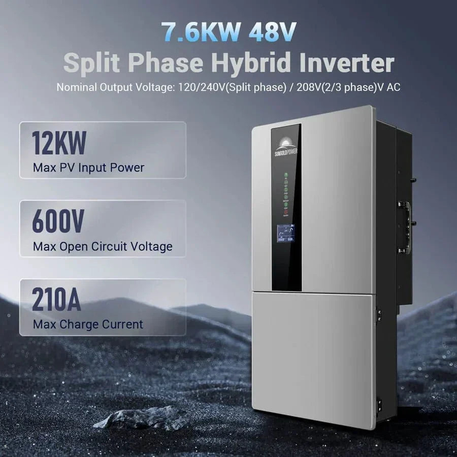 SunGoldPower 7.6kW 48V Split Phase Hybrid Solar Inverter