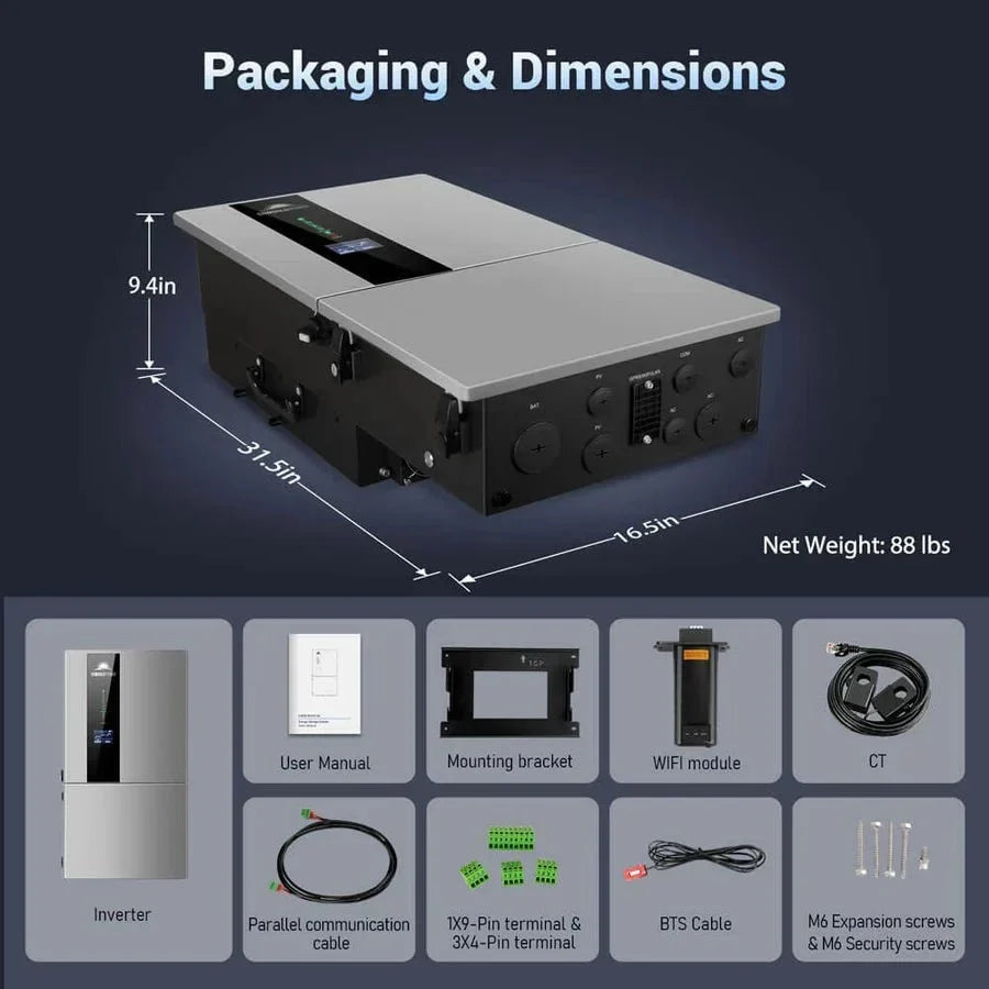 SunGoldPower 7.6kW 48V Split Phase Hybrid Solar Inverter